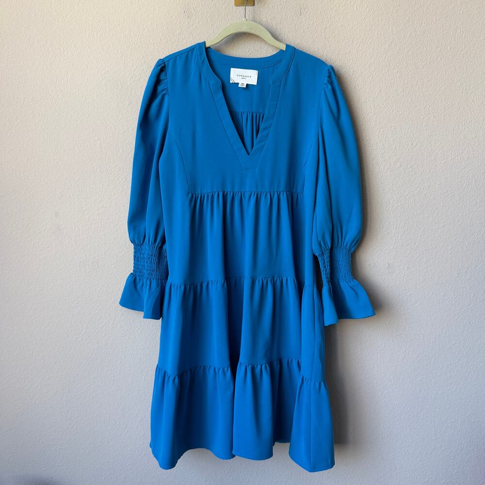 Tuckernuck Pomander Place Capri Blue Crepe Kenzo Dress Size M - Picture 2 of 6